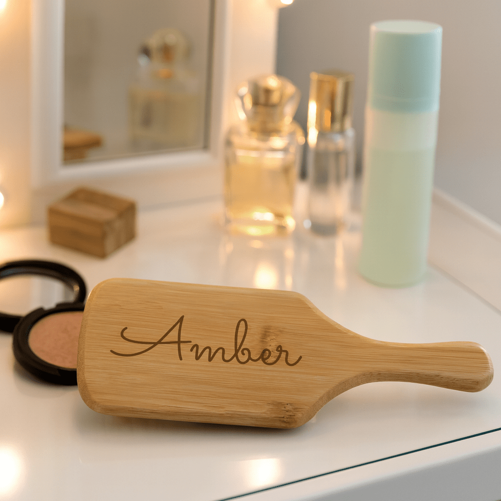 Custom Wood Engraved Hair Brush - MyBambino.com