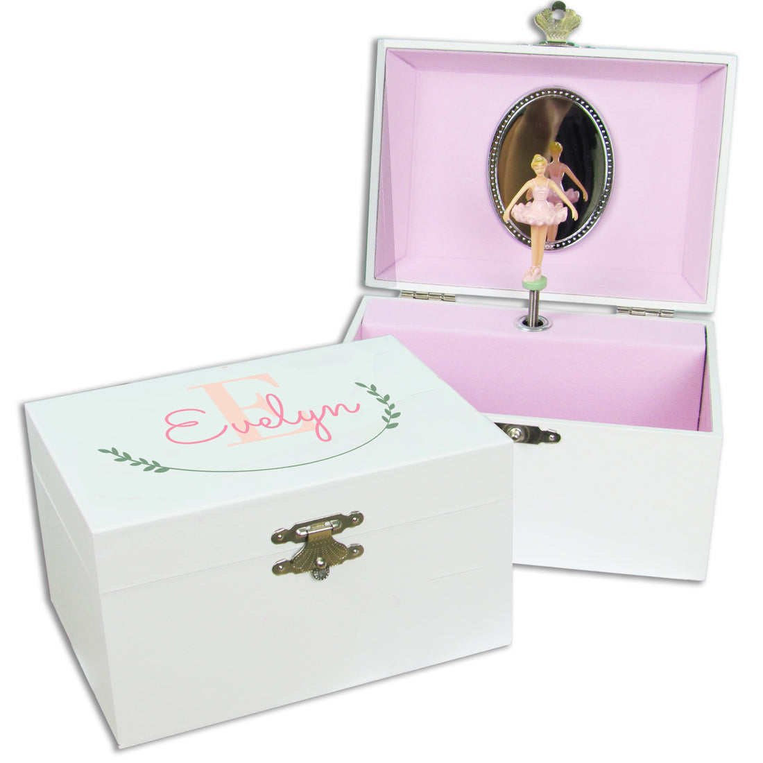Personalized Musical Ballerina Jewelry Box - Monogram Vine