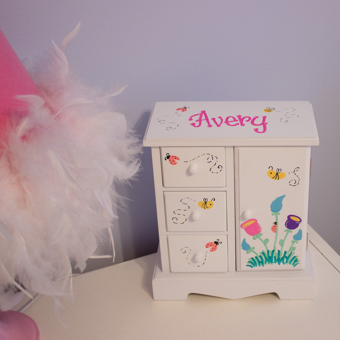 Hand Painted Girls Jewelry Chest Box