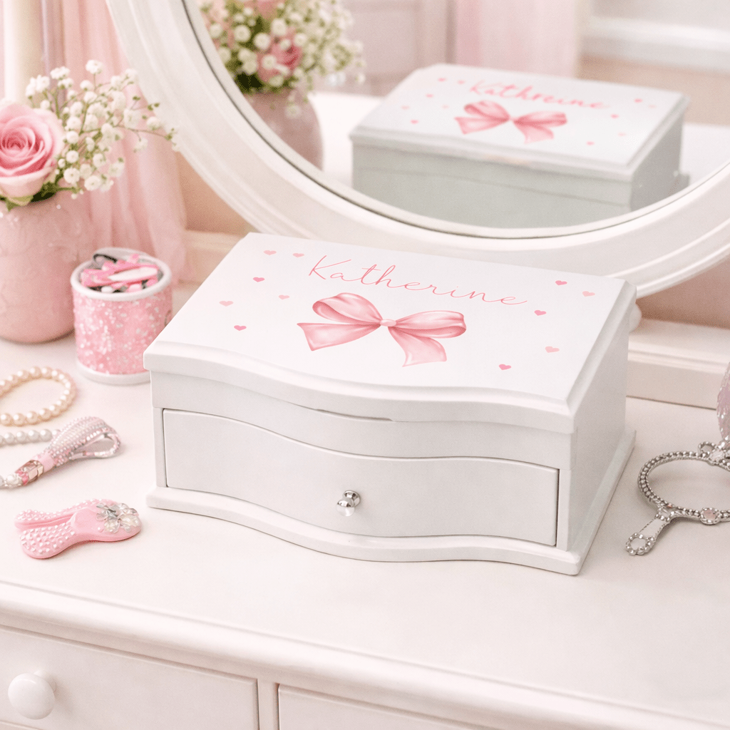 Girl's Princess Jewelry Box - Pink Bow - MyBambino.com