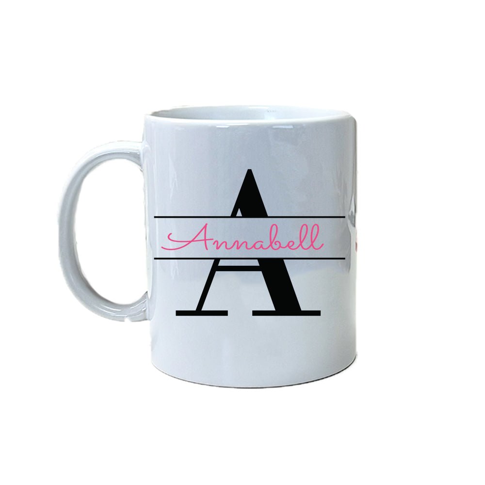 Personalized White Split Monogram Ceramic Mug 2.0 - MyBambino.com