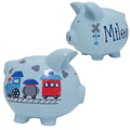 Hand Painted Personalized Classic Blue Piggy Bank 2.0 - MyBambino.com