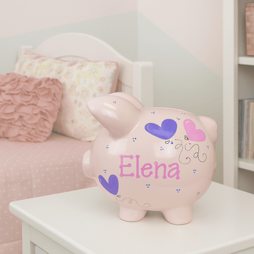 Hand Painted Pink Piggy Bank 2.0 - MyBambino.com