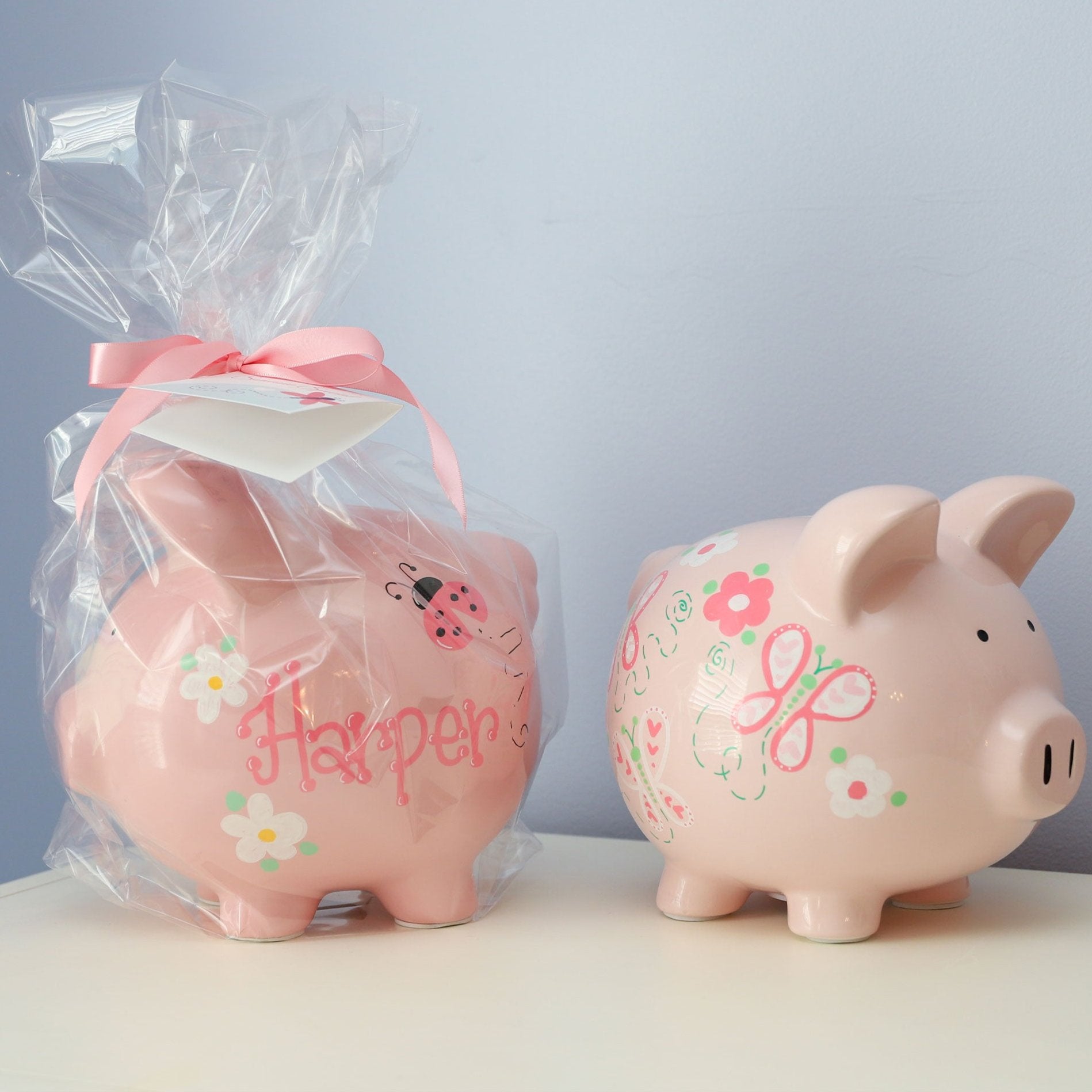 Hand Painted Pink Piggy Bank| Personalized Gifts - My Bambino