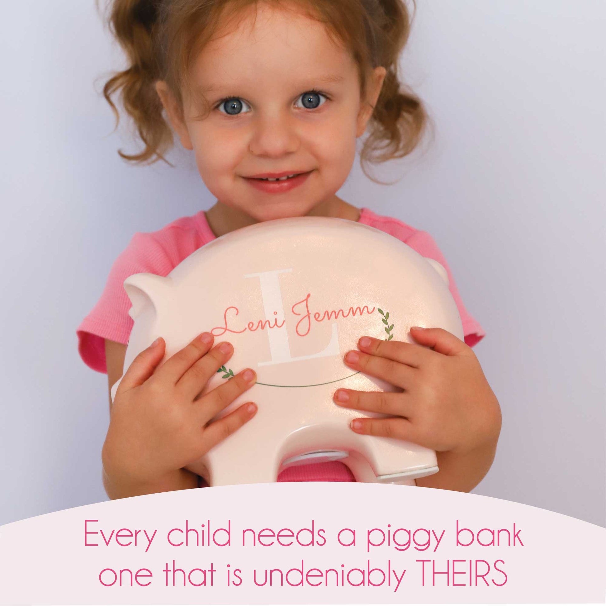 Personalized Pink Piggy Bank 2.0 - MyBambino.com