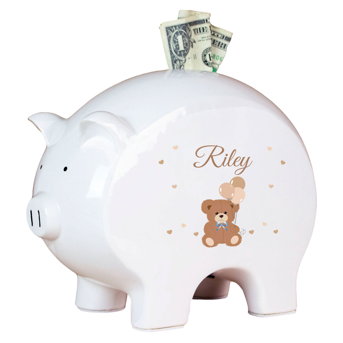 Personalized Piggy Bank - Classic Teddy Bear - MyBambino.com