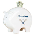 Personalized Piggy Bank - Lacrosse Sticks