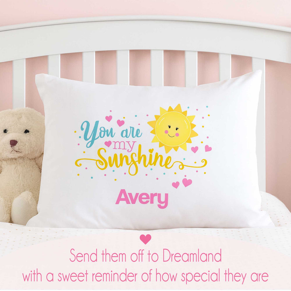 Personalized Spring Floral with Cross Pillowcase
