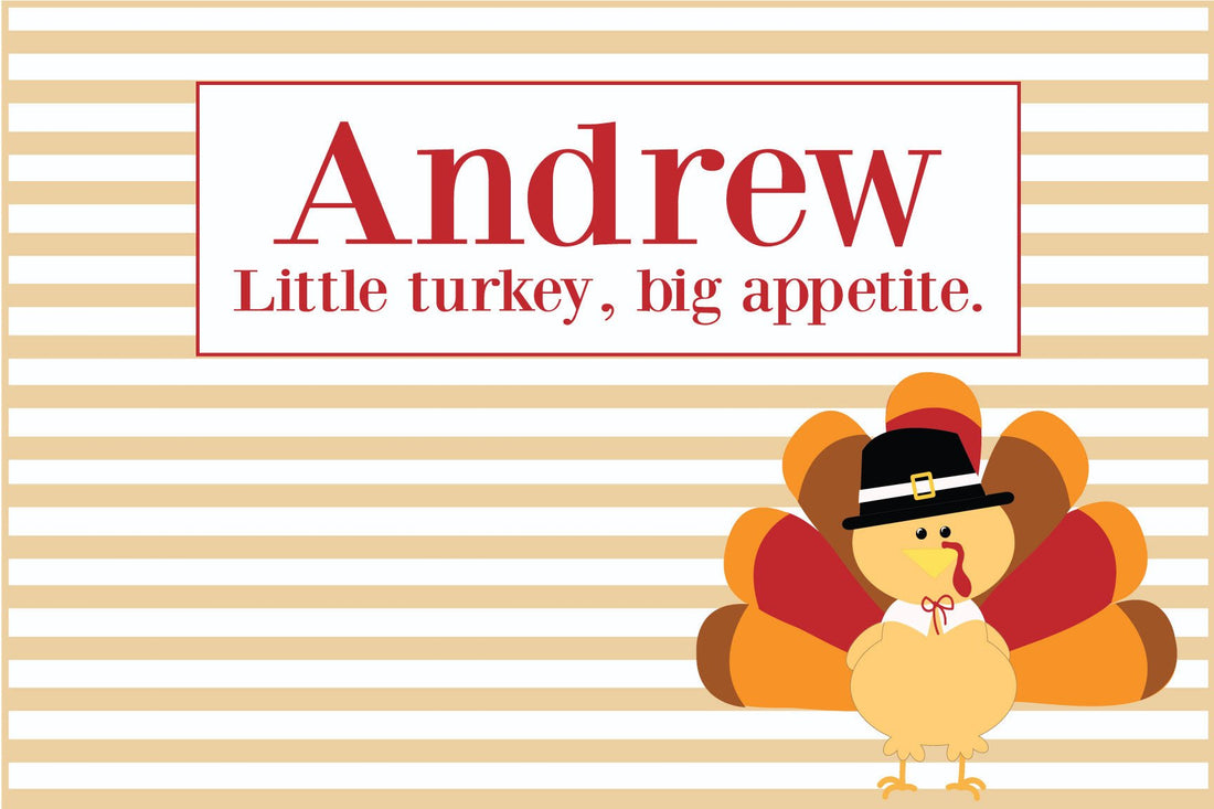 Personalized Child's Placemat - Thanksgiving Turkey - MyBambino.com
