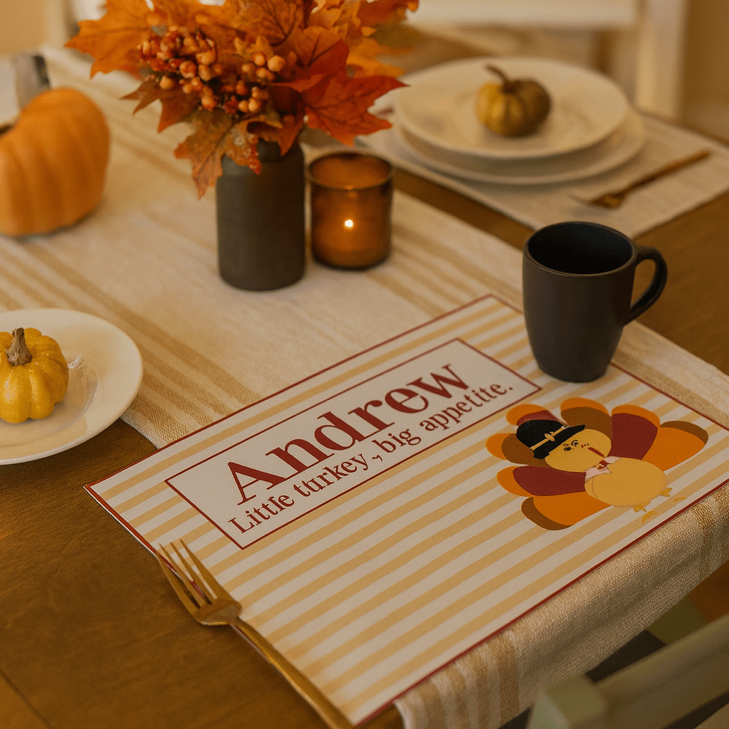 Personalized Child's Placemat - Thanksgiving Turkey - MyBambino.com