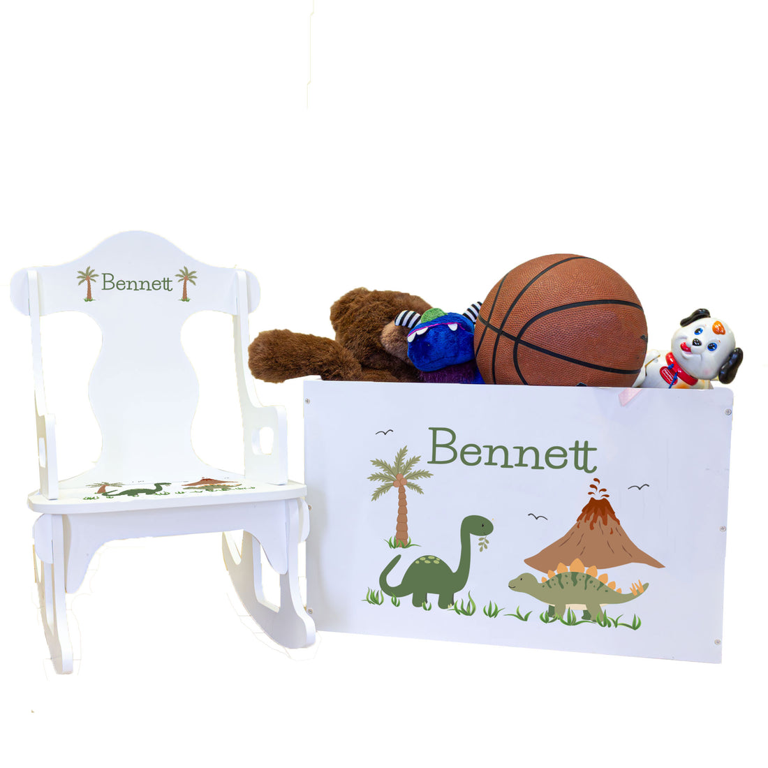 Personalized Rock N Play Gift Set - Green Dinosaur - MyBambino.com