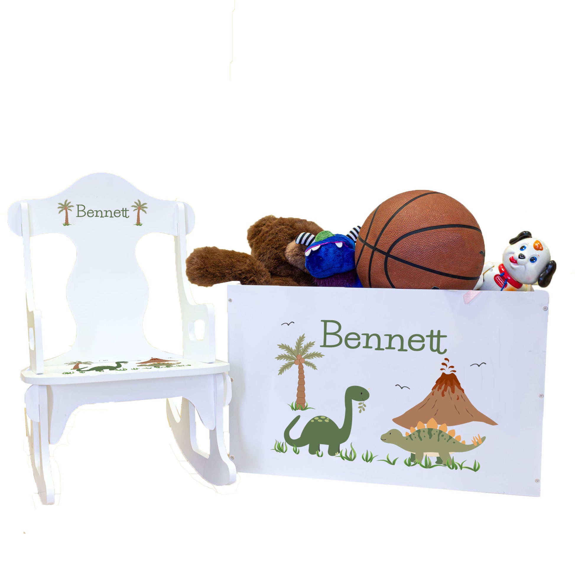 Personalized Rock N Play Gift Set - Green Dinosaur - MyBambino.com