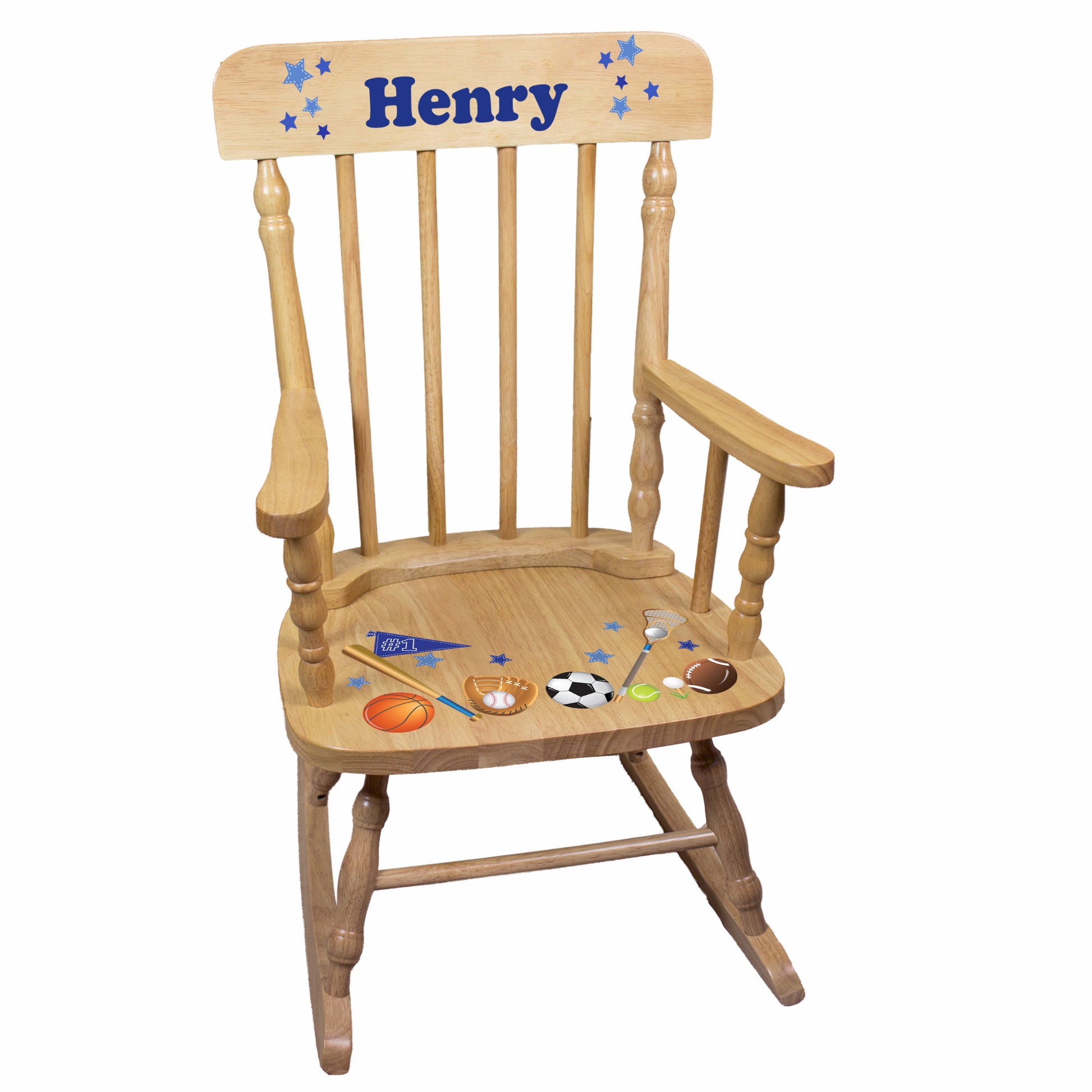 Personalized Child's Wood Spindle Rocking Chair 2.0 - MyBambino.com