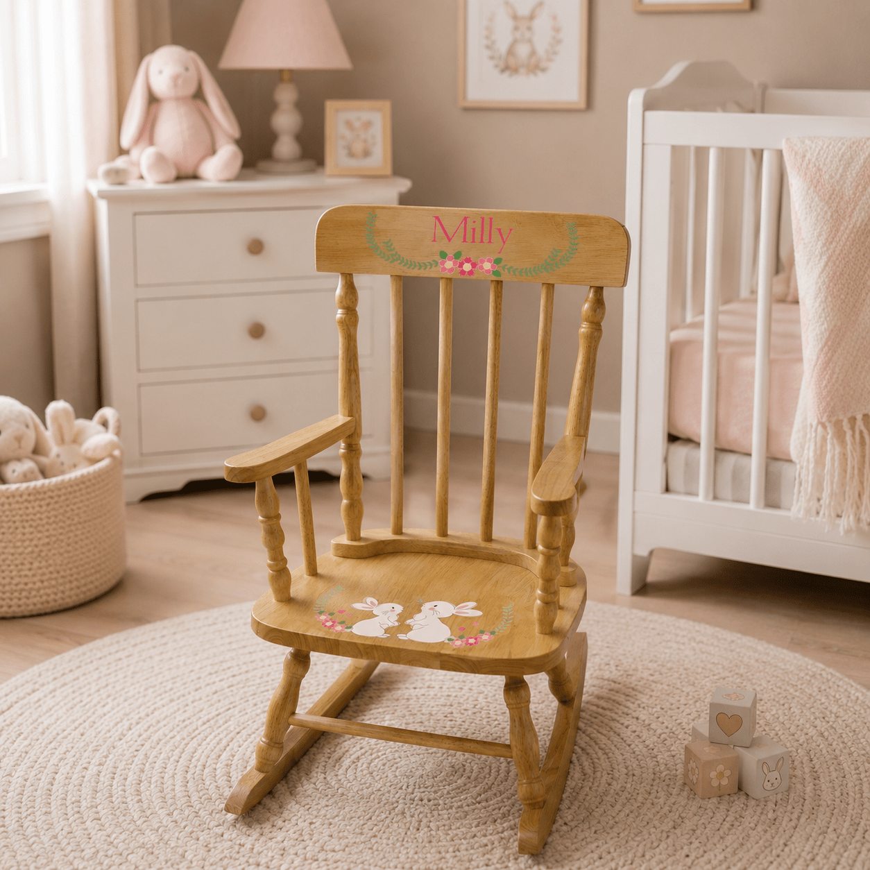 Personalized Child's Wood Spindle Rocking Chair 2.0 - MyBambino.com