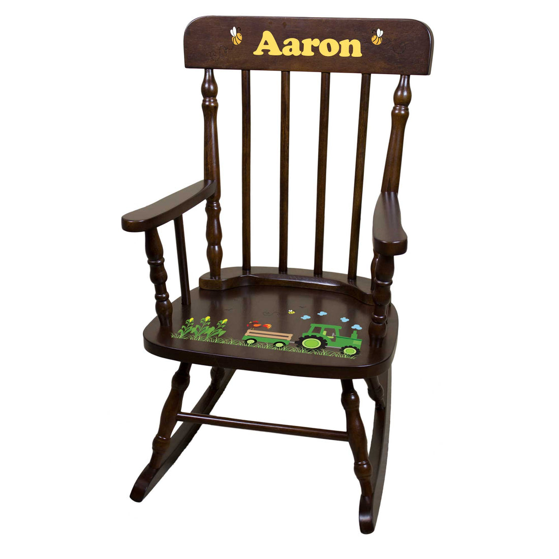 Green Tractor Espresso Spindle Rocking Chair - MyBambino.com