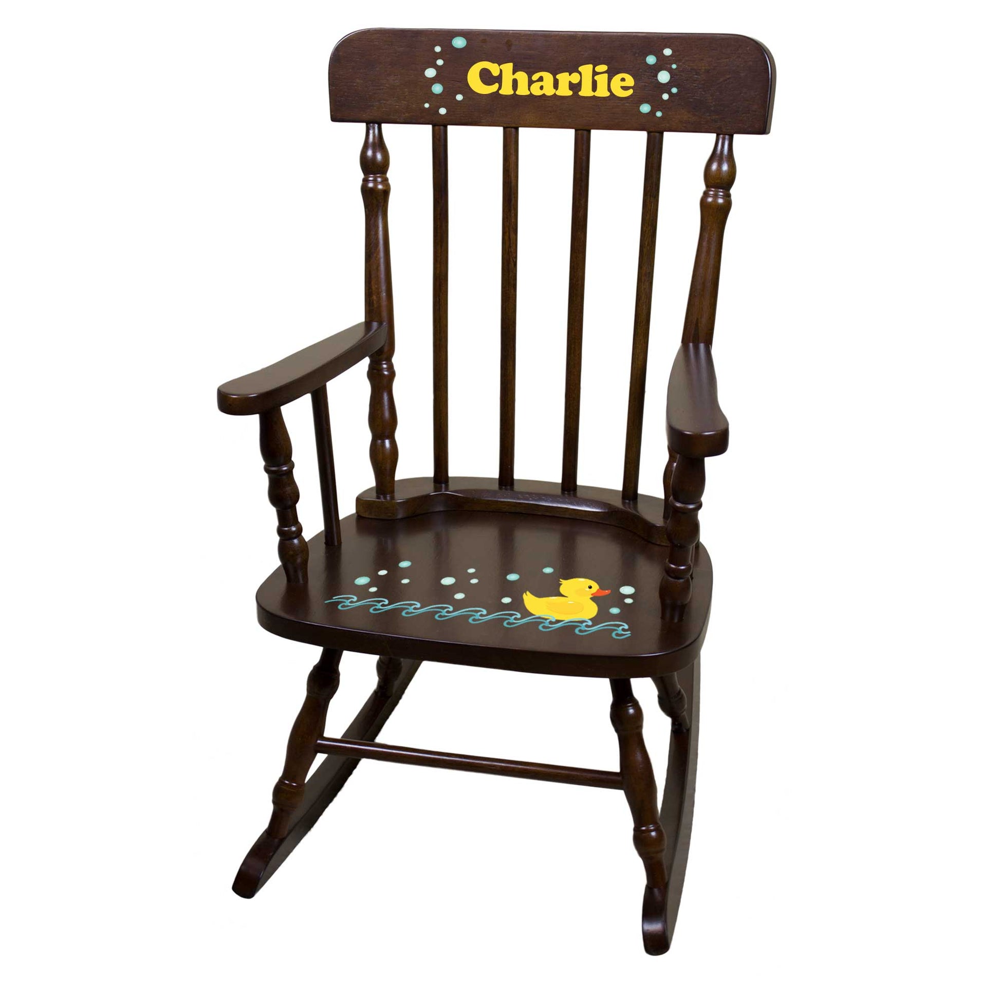 Rubber Ducky Espresso Spindle Rocking Chair - MyBambino.com