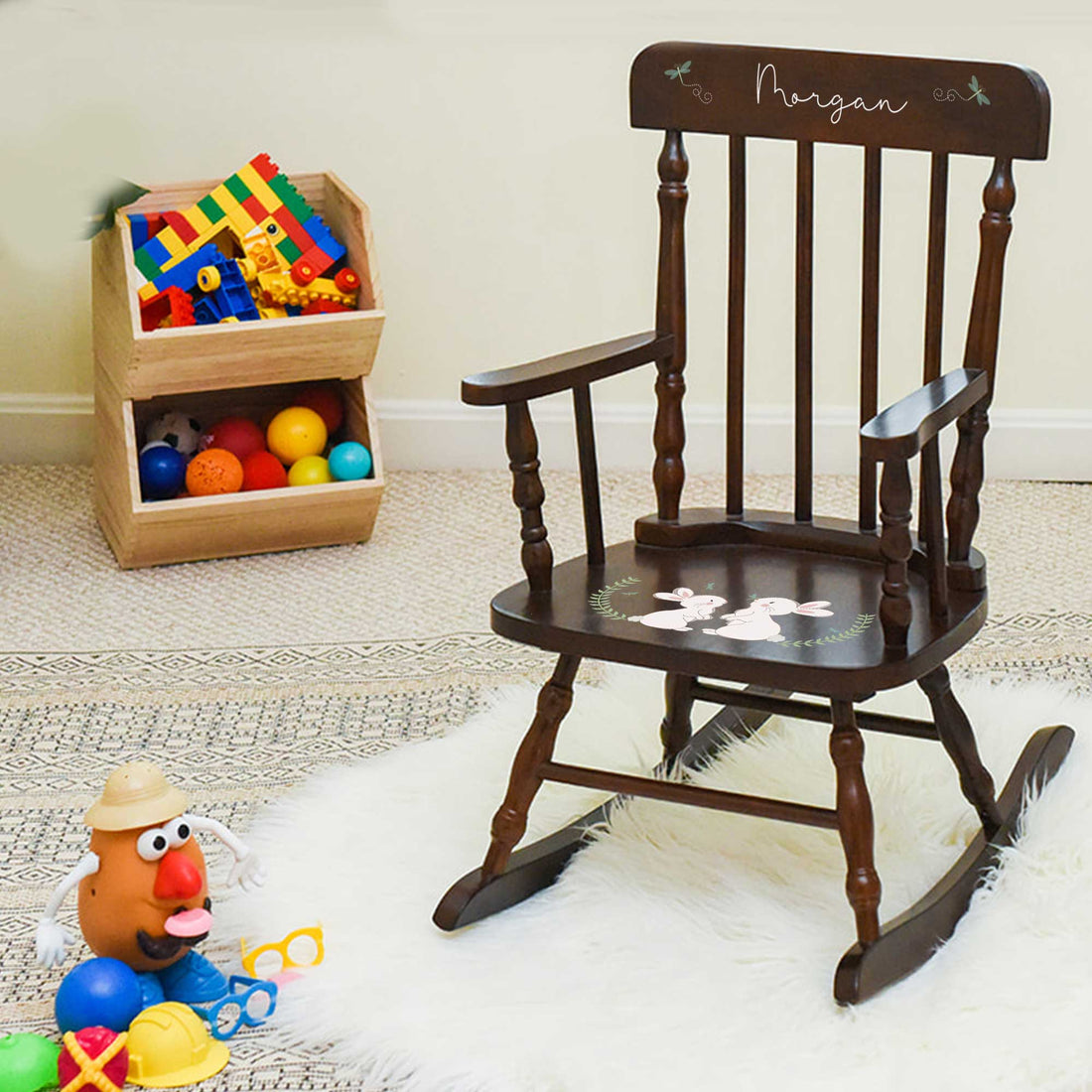 Personalized Child's Wood Spindle Rocking Chair 2.0 - MyBambino.com