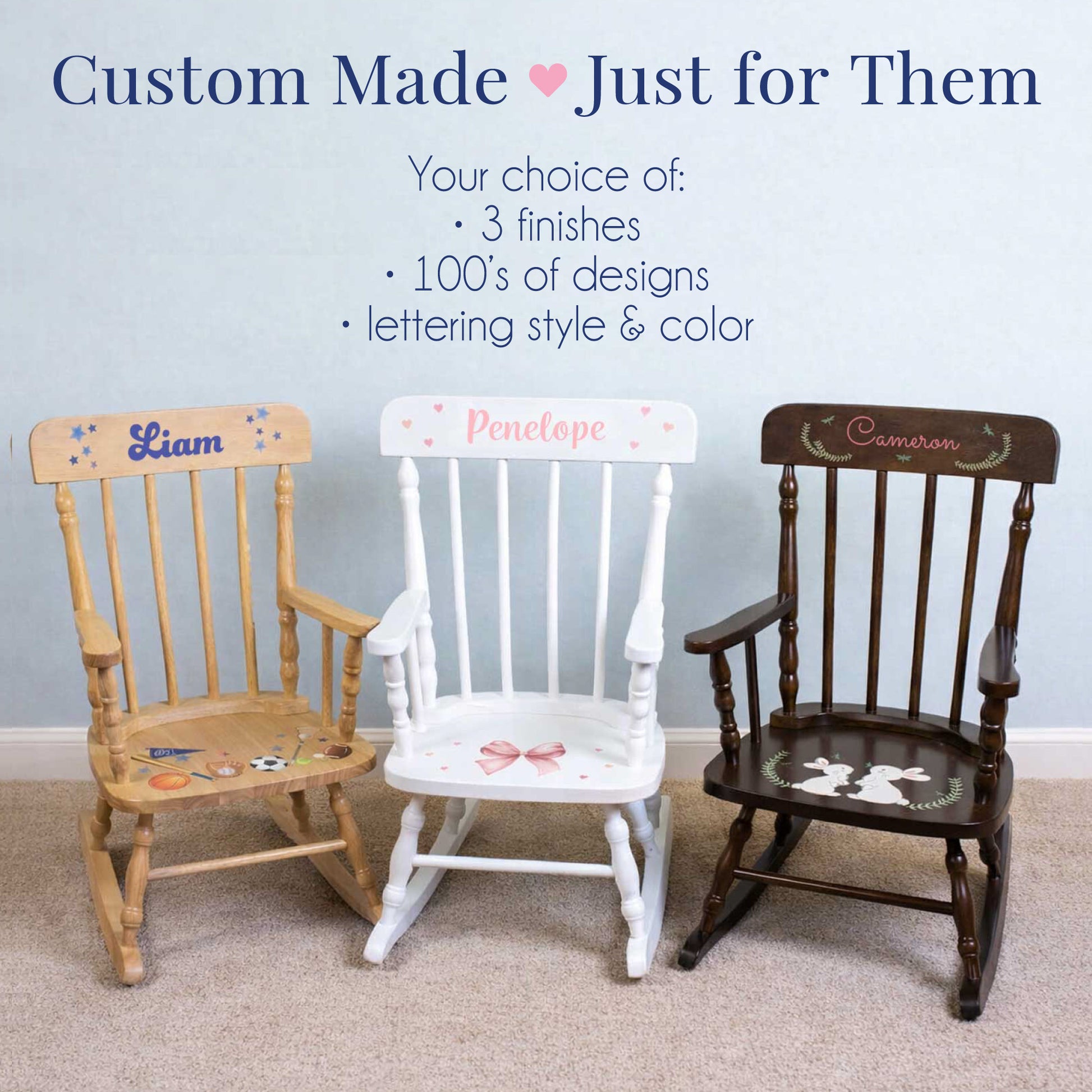 Personalized Child's Wood Spindle Rocking Chair 2.0 - MyBambino.com