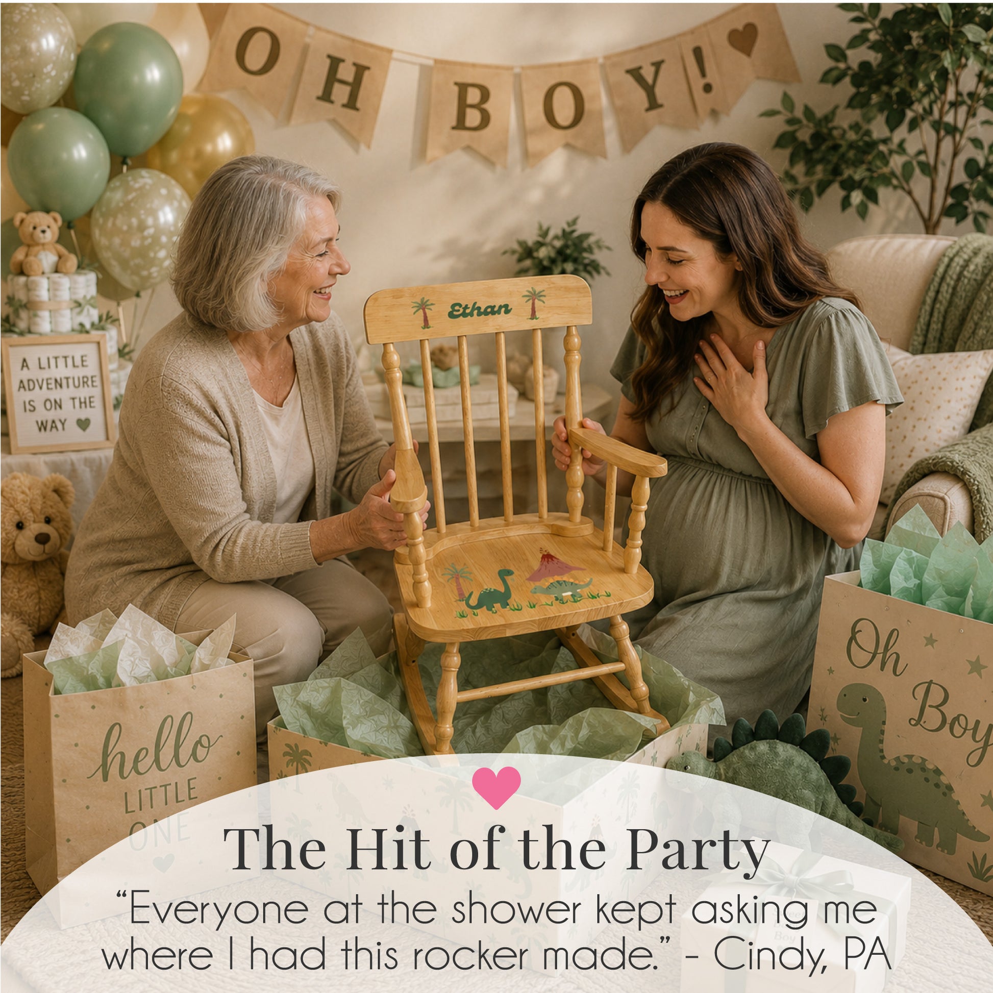 Personalized Child's Wood Spindle Rocking Chair 2.0 - MyBambino.com