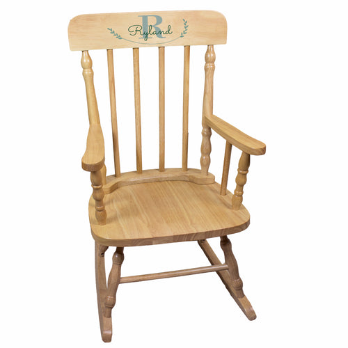 Natural Spindle Rocking Chair - Monogram Vine