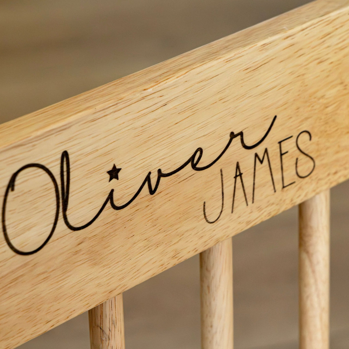 Engraved Child's Wood Spindle Rocking Chair 2.0 - MyBambino.com