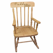 Natural Wood Spindle Rocking Chair with Engraved Name
