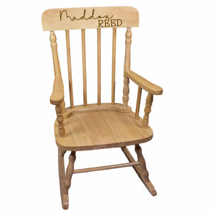 Natural Wood Spindle Rocking Chair with Engraved Name