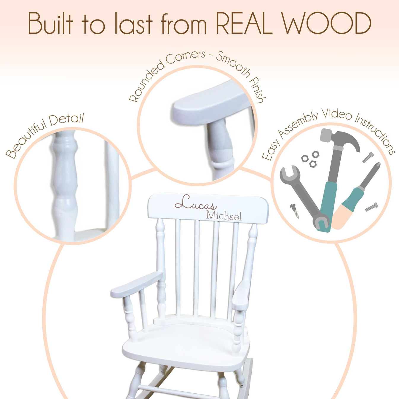 Engraved Child's Wood Spindle Rocking Chair | Personalized Gifts - My ...