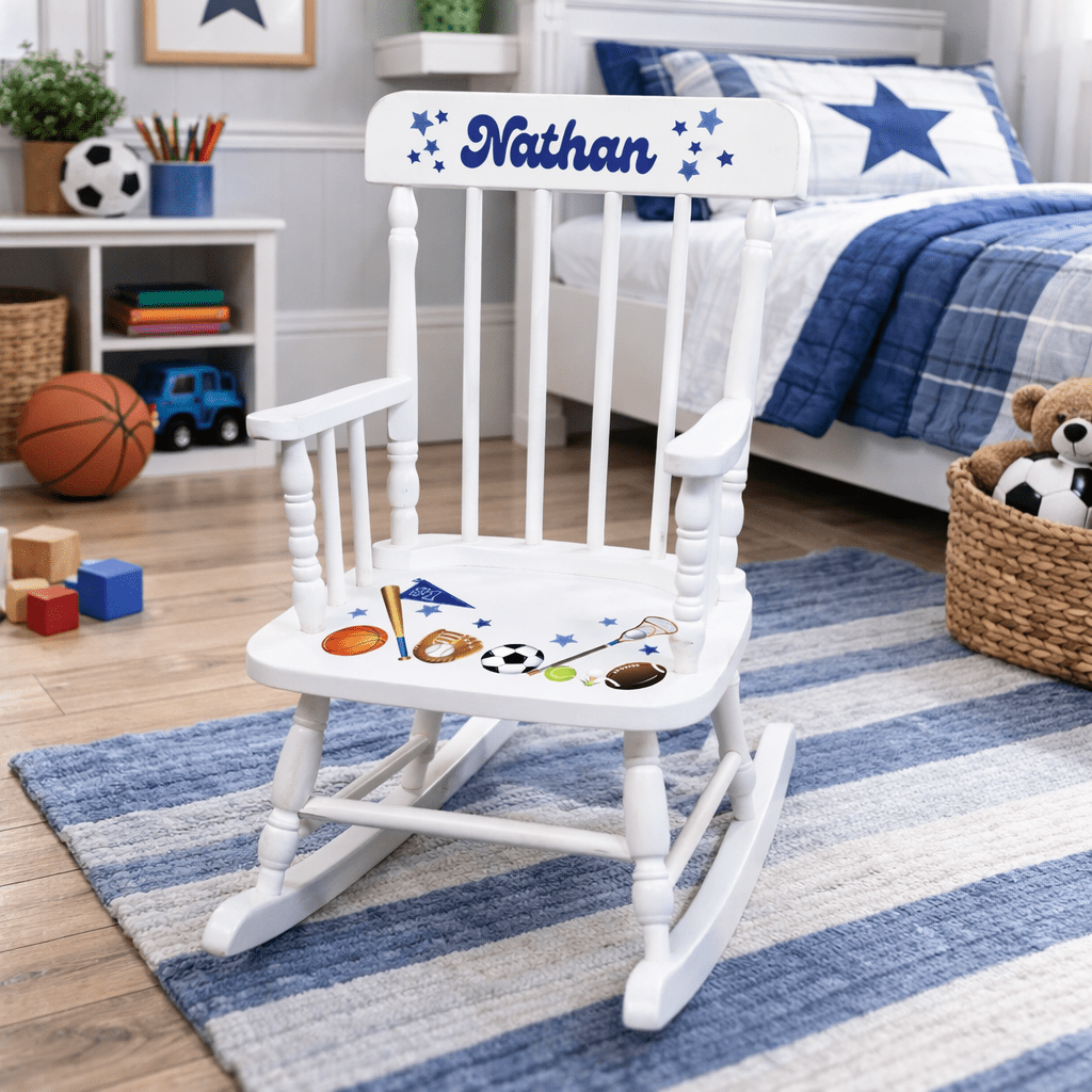 Personalized Child's Wood Spindle Rocking Chair 2.0 - MyBambino.com
