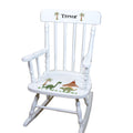 Green Dinosaur White Spindle Rocking Chair - MyBambino.com