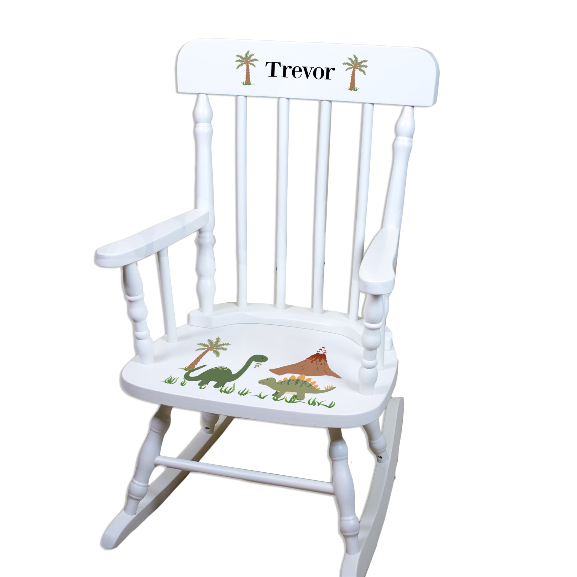 Green Dinosaur White Spindle Rocking Chair - MyBambino.com