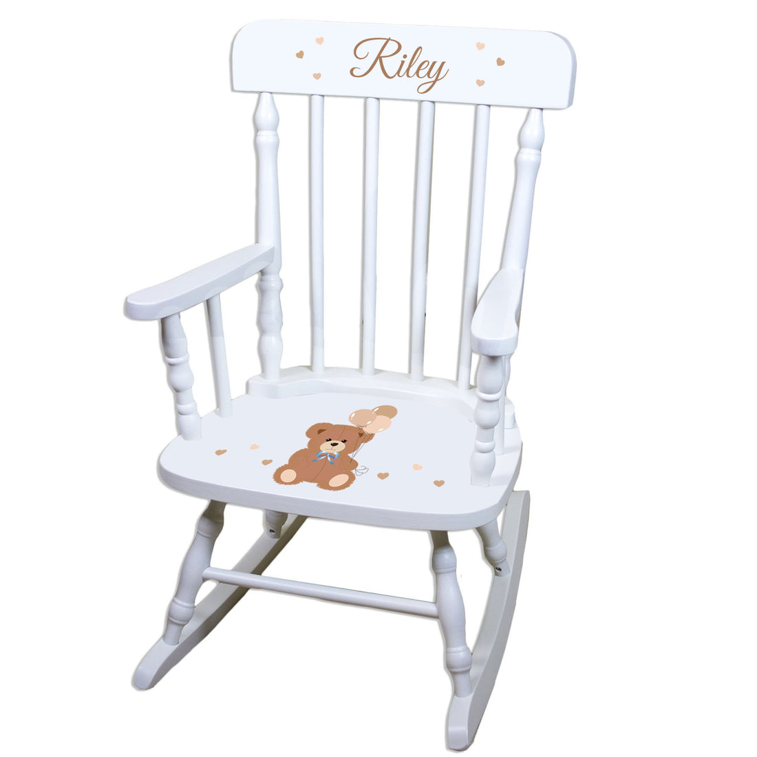 Classic Teddy Bear White Spindle Rocking Chair - MyBambino.com
