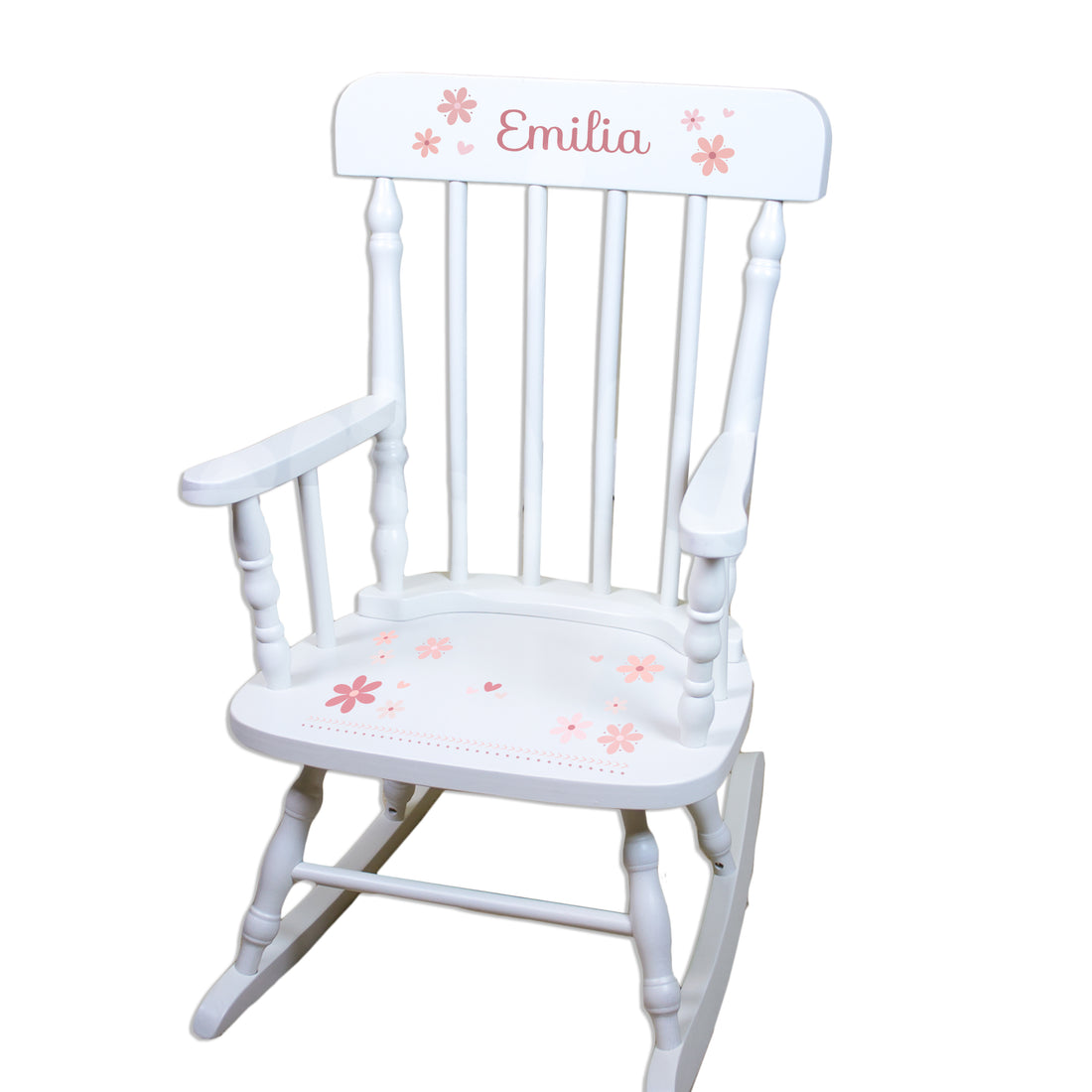 Mauve Daisy White Spindle Rocking Chair - MyBambino.com