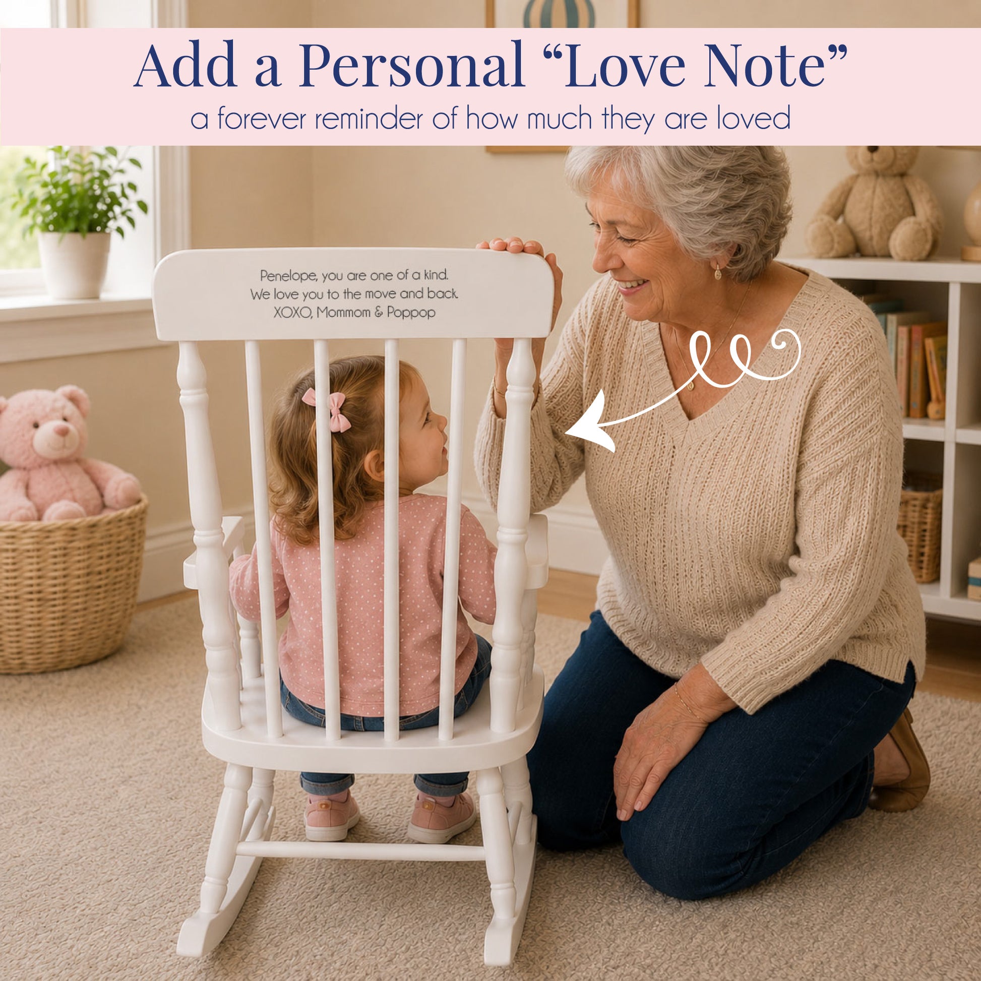 Personalized Child's Wood Spindle Rocking Chair 2.0 - MyBambino.com
