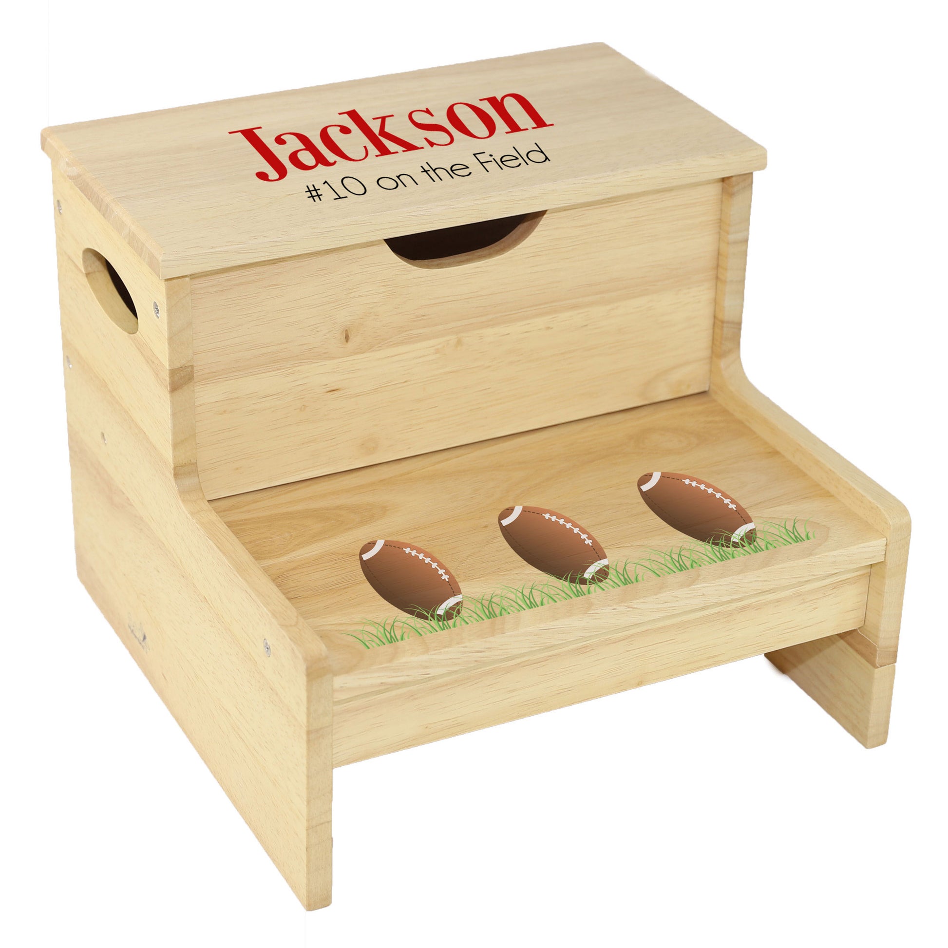 Wood Storage Stool - Footballs - MyBambino.com