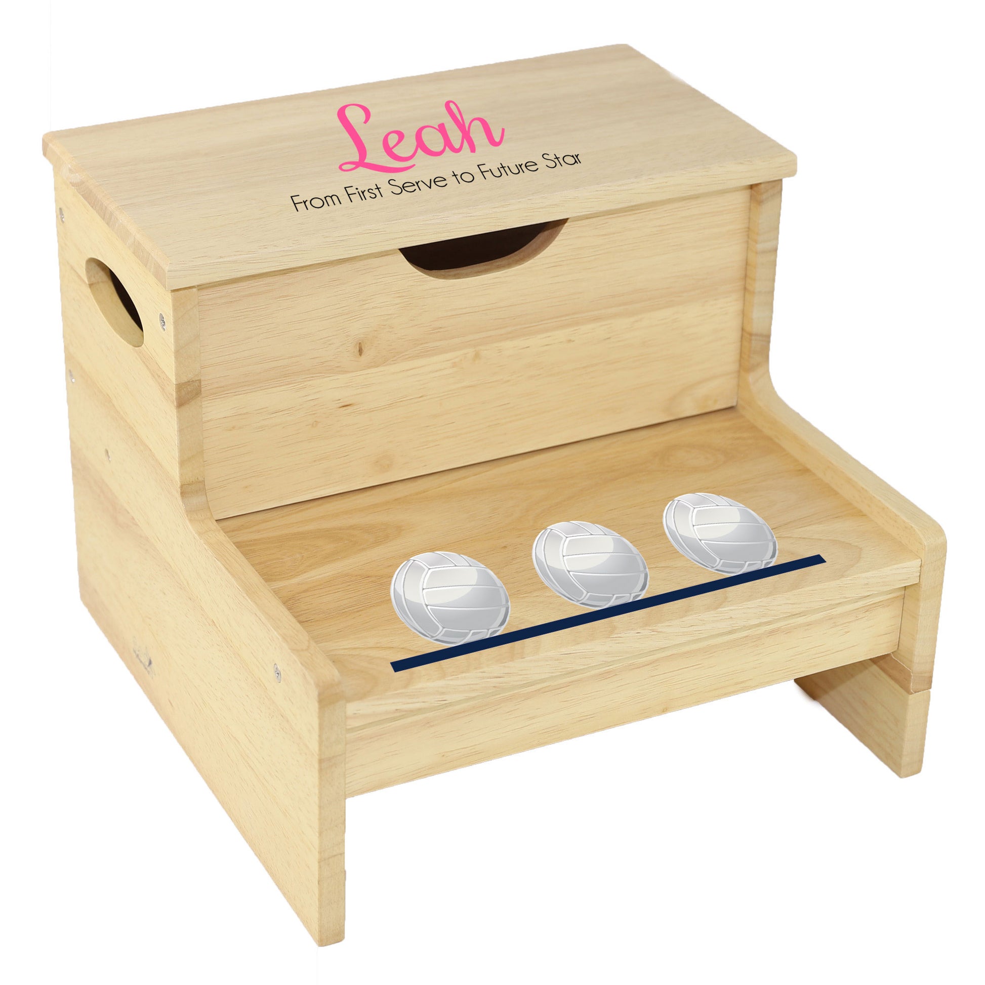 Wood Storage Stool - Volleyballs - MyBambino.com