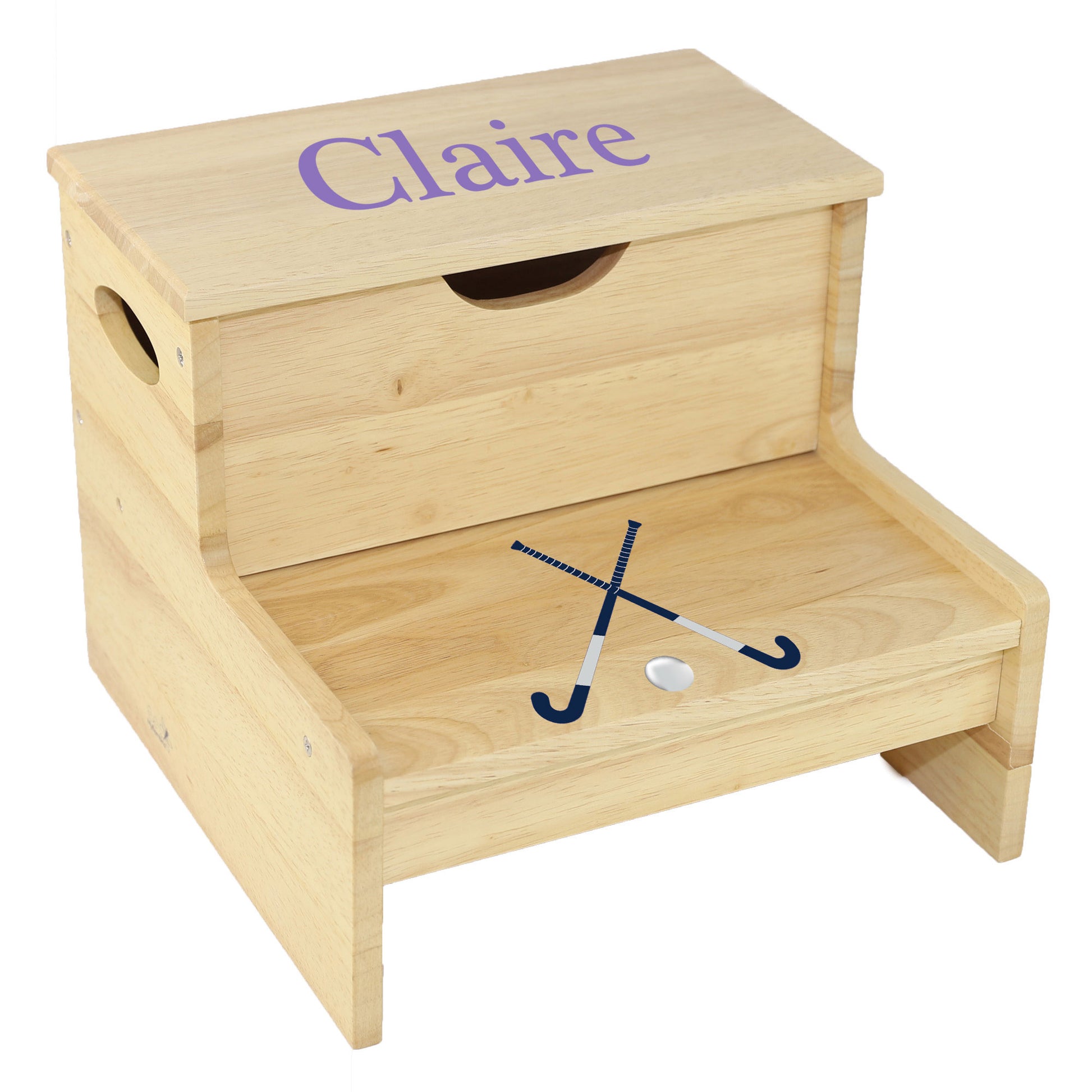 Wood Storage Stool - Field Hockey