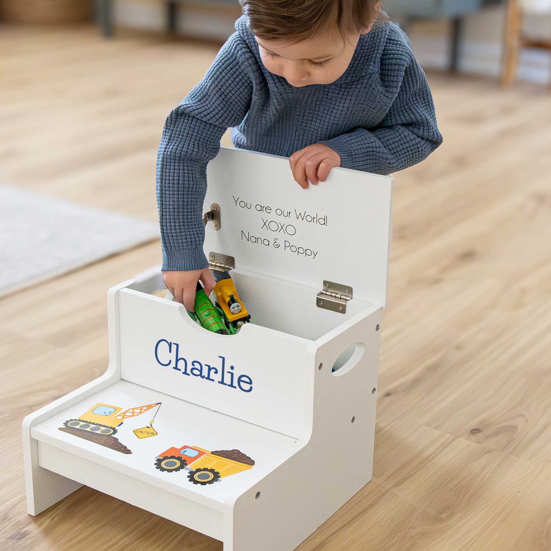 Personalized Child's Storage Step Stool 2.0 - MyBambino.com