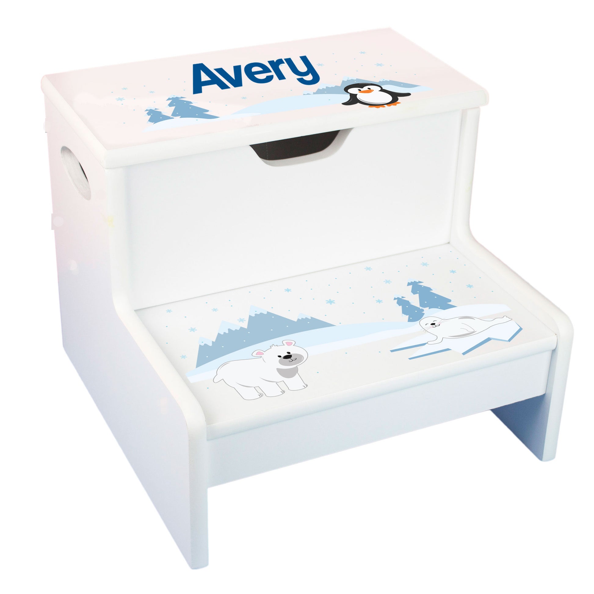Arctic Animal White Storage Step Stool - MyBambino.com
