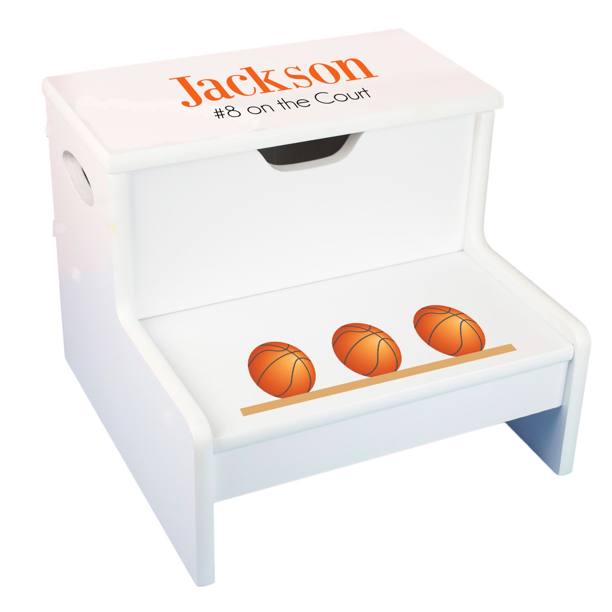 Basketball White Storage Step Stool
