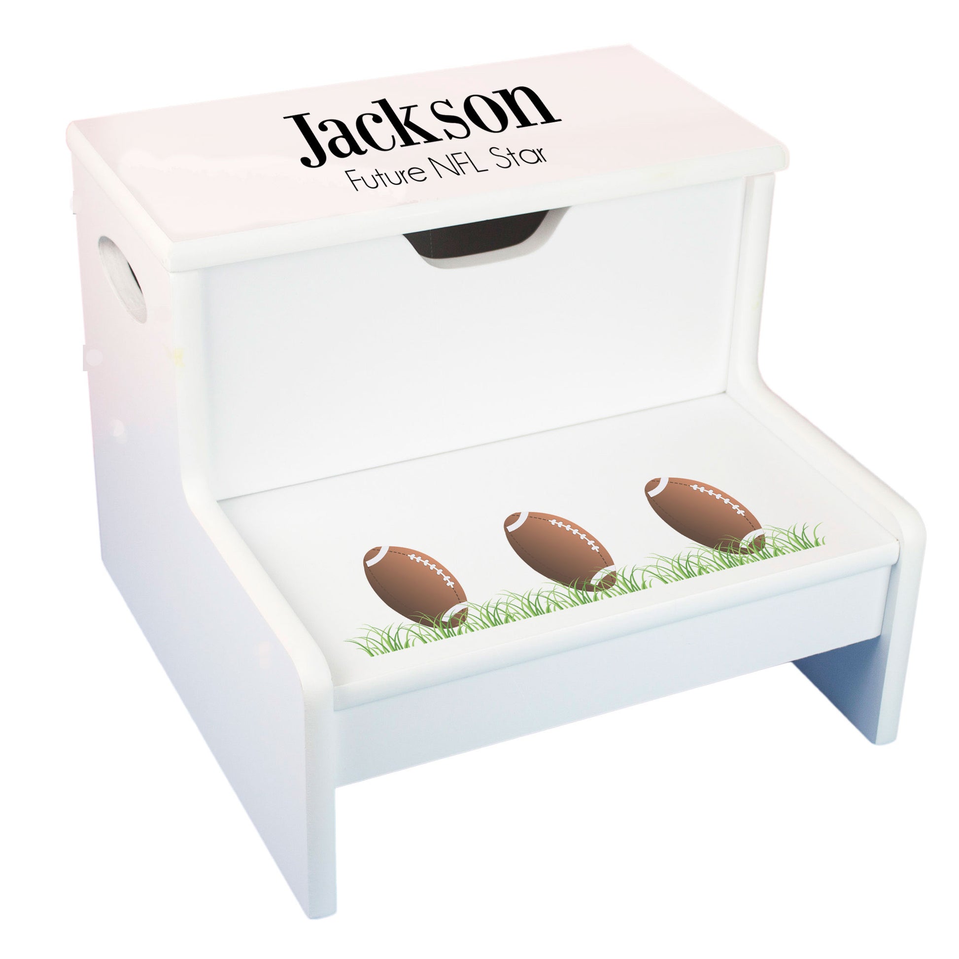 Football White Storage Step Stool