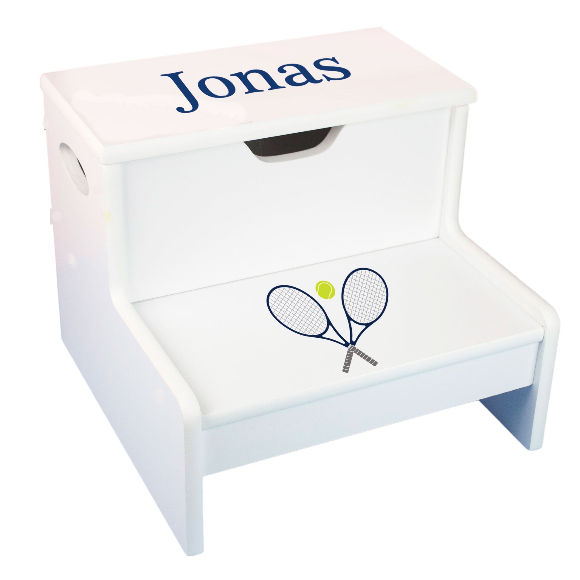 Tennis White Storage Step Stool