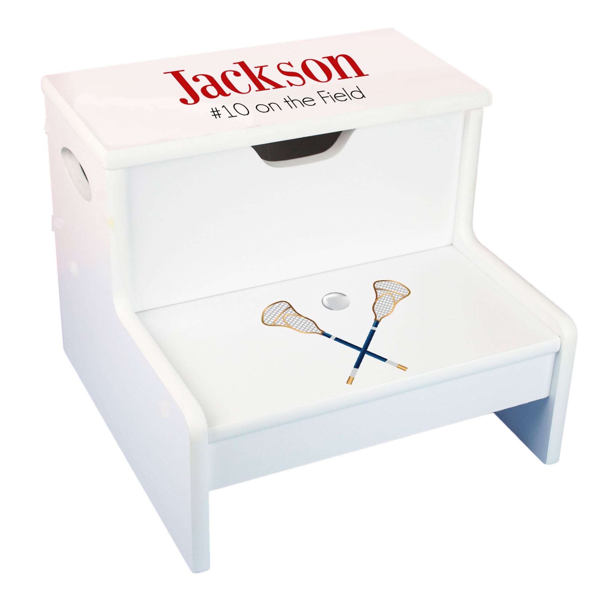 Lacrosse Sticks White Storage Step Stool