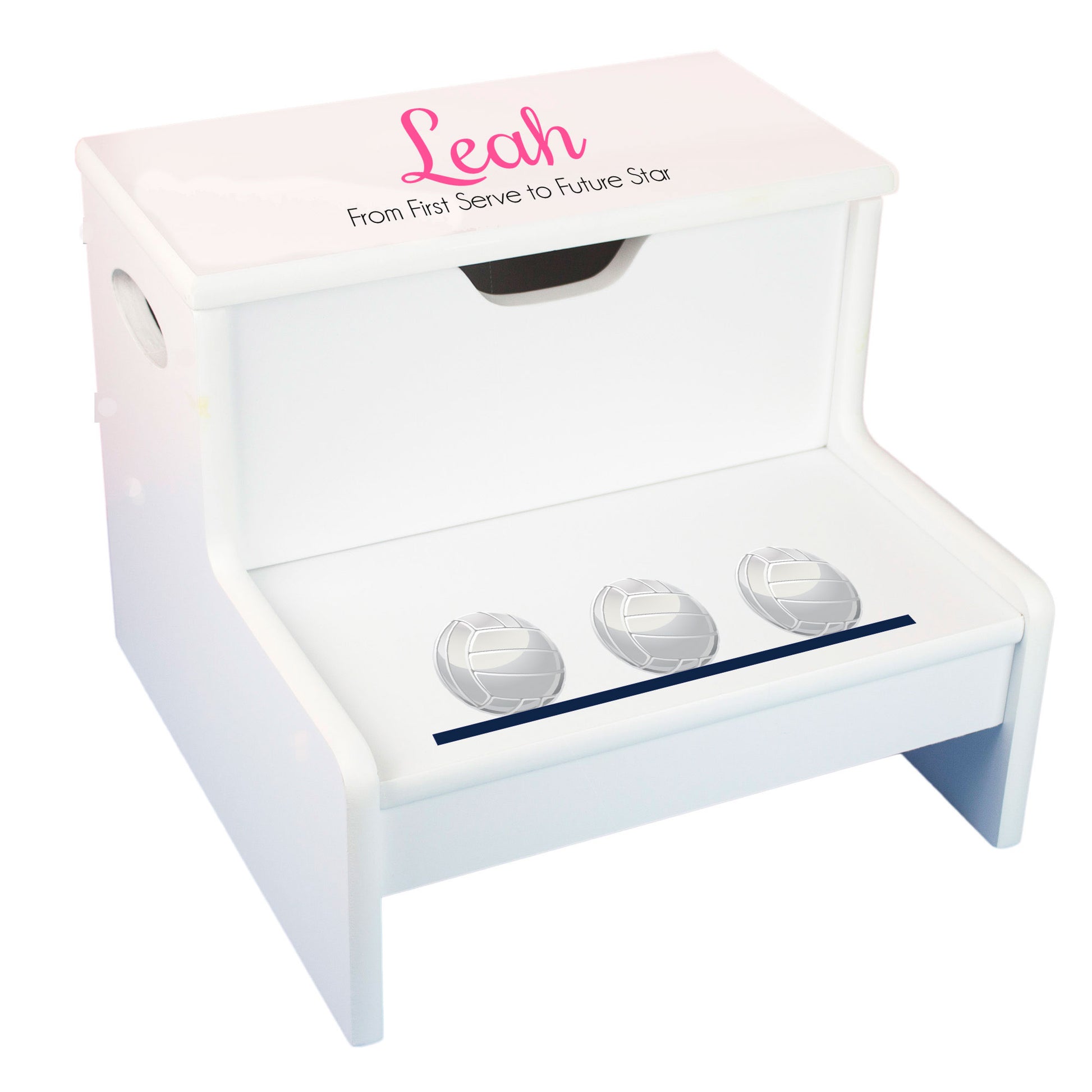 Volleyball White Storage Step Stool - MyBambino.com