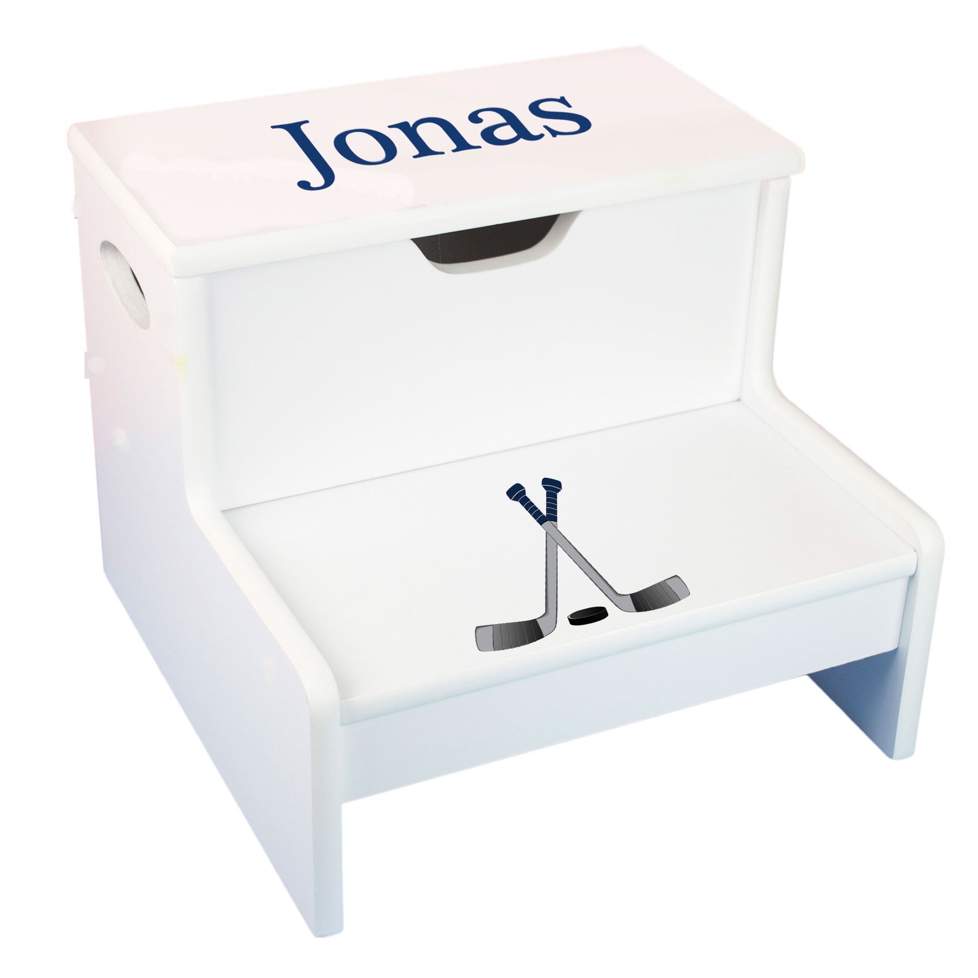 Ice Hockey White Storage Step Stool
