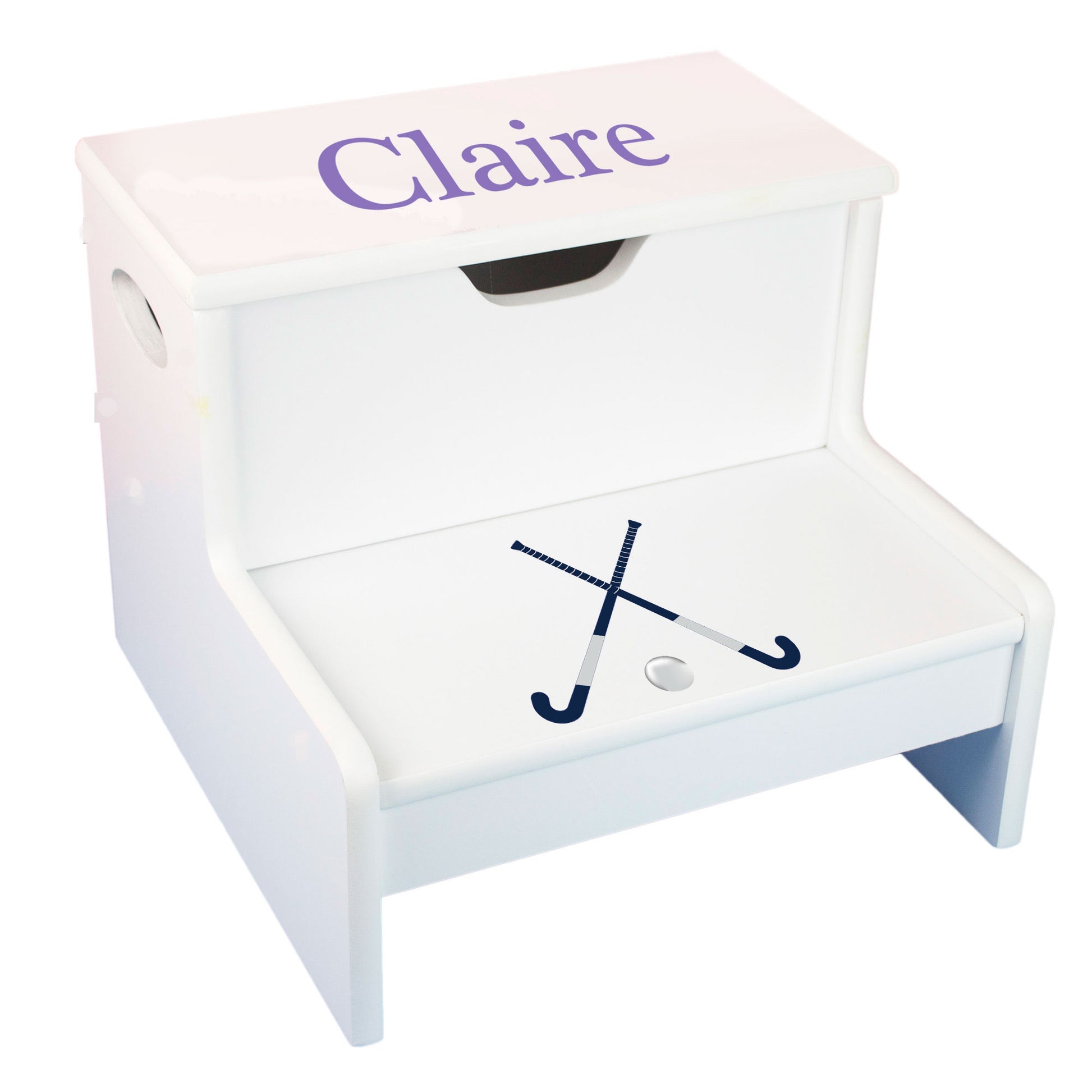Field Hockey White Storage Step Stool - MyBambino.com