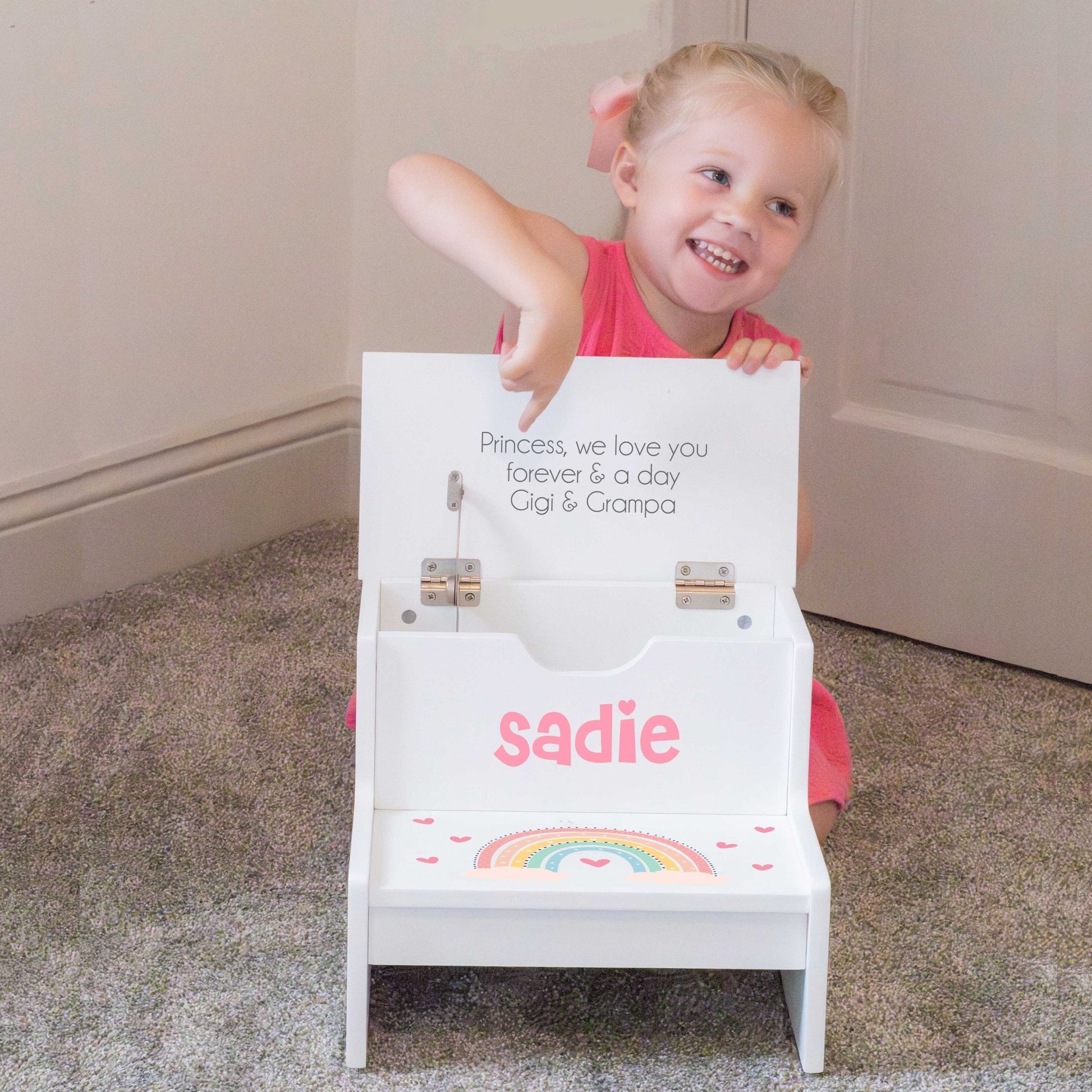 Personalized Child's Storage Step Stool 2.0 - MyBambino.com