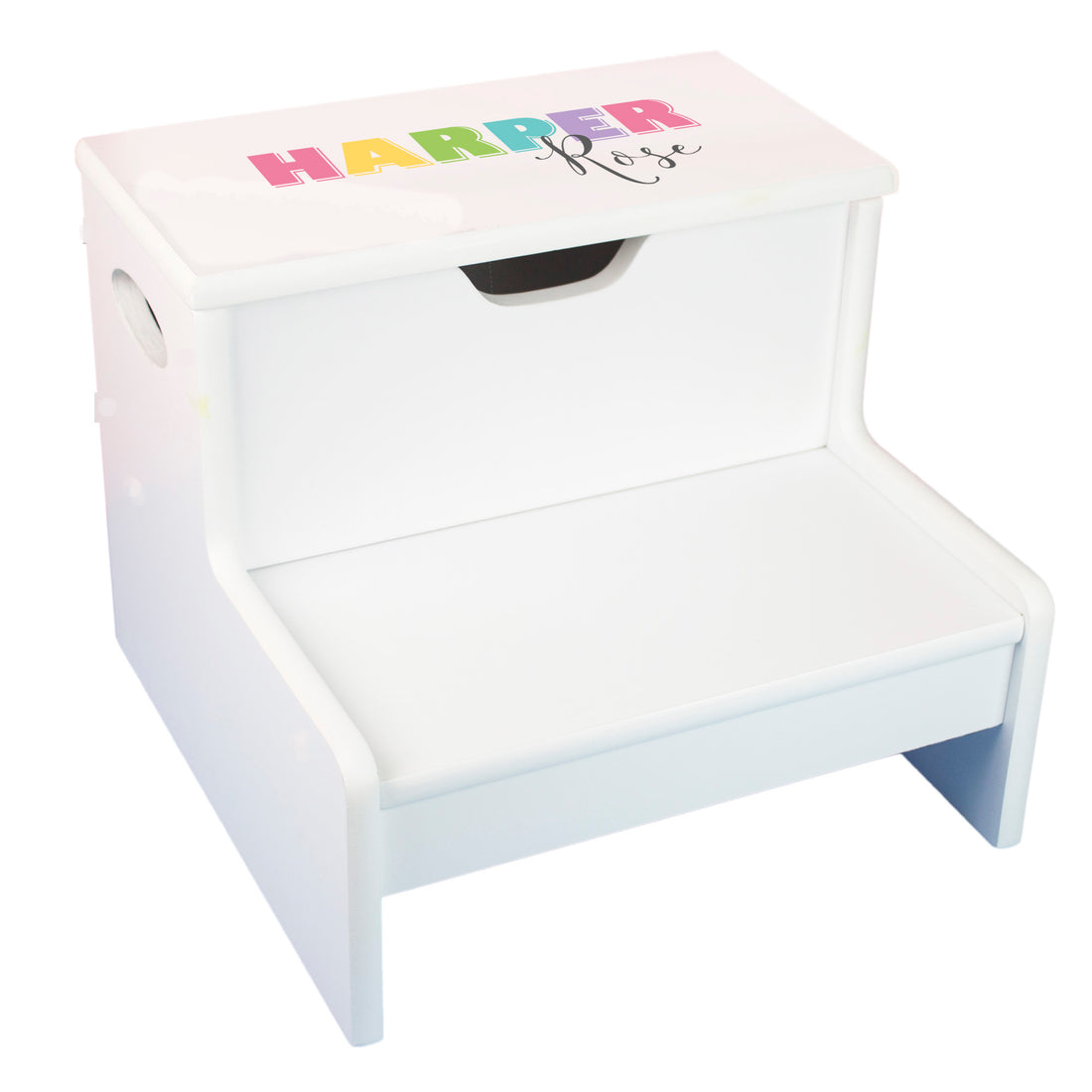 White Storage Step Stool - Pastel - Color Block