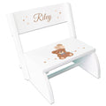 Personalized Classic Teddy Bear White Flip Stool - MyBambino.com