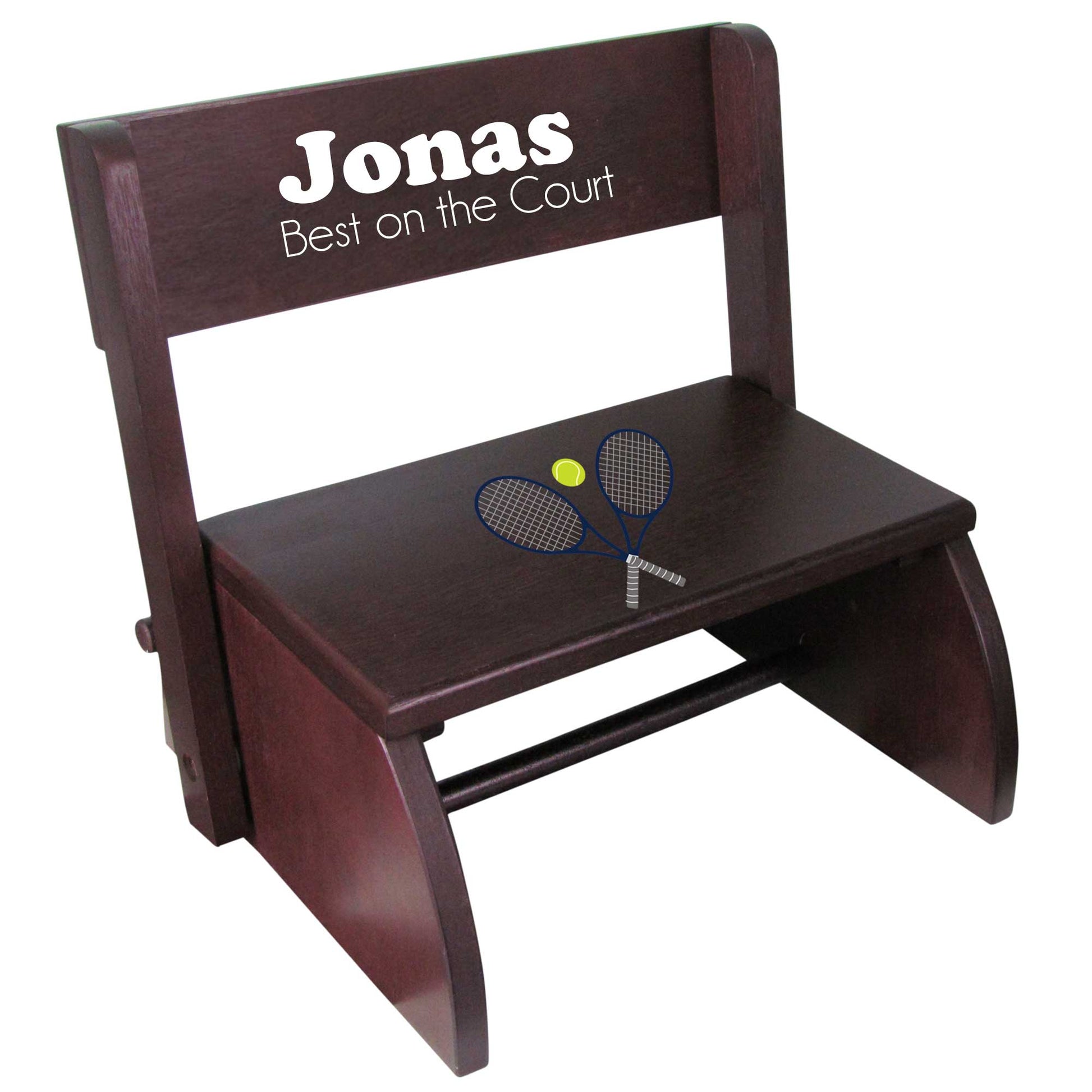 Personalized Tennis Child's Espresso Flip Stool